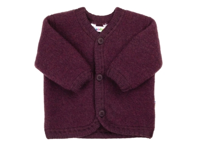 Joha cardigan i blommefarvet børstet merinould med knapper foran  